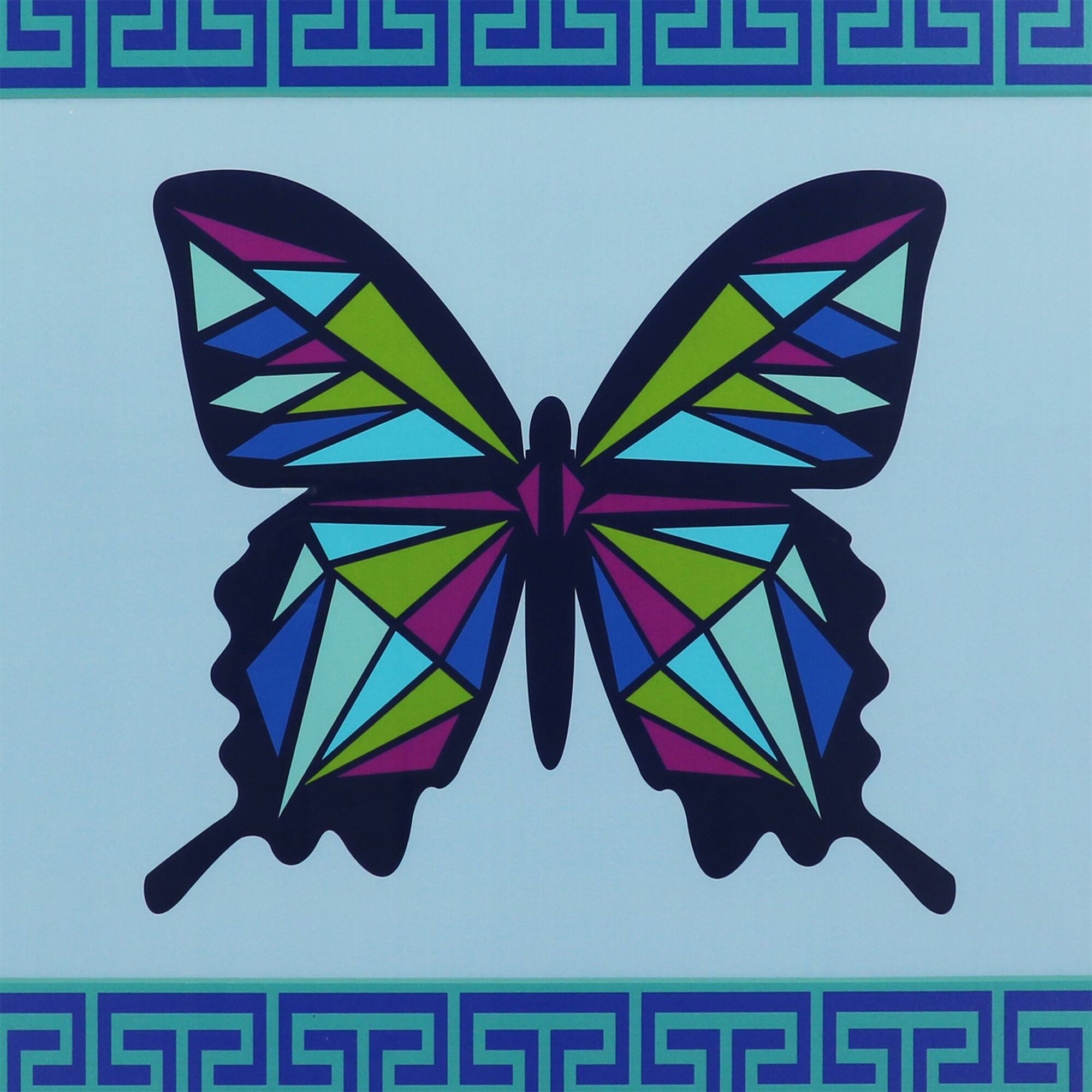 Jonathan Adler x Michaels 22.5" White & Blue Stained Glass Butterfly Madrid Key Wall Décor